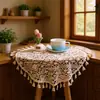 Mantel individual redondo tejido a mano estilo pastoral con borlas para mesa de comedor, Salvamanteles redondos para decoración del hogar, Cubierta para bandeja de té, Envío directo de una pieza