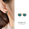 Pendientes de Plata de Ley S925 con Jade Azul Natural Ruyi Xiangyun Calabaza para Mujer, Nuevo Estilo Chino Joyería Elegante de Gama Alta Hy