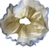 Elástico de Cabelo Bola de Pelo Renda Doce Feito à Mão Camada Dupla Estilo Coreano Feminino Corda de Cabelo Corda de Cabelo para Rabo de Cavalo Baixo