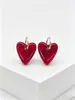 Pendientes Acrílicos Coloridos de Corazón Retro Exagerados Aros de Cobre para Oreja Sensación de Lujo Ligero de Gama Alta Resina Grandes Corazones de Melocotón para el Fondo de los Pendientes Adornos para la Oreja