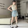 Calças de Verão para Meninas Vestido Moda Verão 2025 Meninas Bebê Meninas Estilo Ocidental Infantil Médio e Grande Jeans Amarrado Decorativo Saia Jeans Moderna