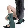 Otoño/Invierno Dulce Abertura Cordón Pompón Adelgazante Tejido Grueso Calentadores de Piernas Chica Caliente y2k Capas Cálido Cubrecalcetines de Lana
