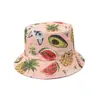 Sombrero de Pescador de Doble Cara de Ultramar Estampado de Piña Fresa Naranja Sombrero de Cubo Todo Fósforo Pequeño Fresco de Ala Corta Sombrero de Sol para Pareja