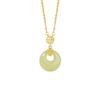 Original Festival High Rise Sterling Silver 925 Hetian Jade Colar Novo Estilo Chinês Fu Marca Ping An Buckle Chain Bamboo Pingente