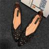 Jinbukang Internet Popular Zapatos de Frijoles para Mujer Verano Puntiagudos Todo-fósforo Hueco Casual Zapatos Planos Zapatos de Primavera para Mujer