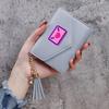 Porta-Moedas Rosa Cor Sólida com Franja Dunhuang Slot para Vários Cartões Carteira Curta Fina Carteira Popular Transfronteiriça Bonita Desenho Animado