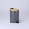 Papelera de bambú estilo romano retro Cubo de basura con pedal para hogar cocina comercial hotel sala de estar 3L5L