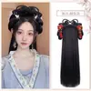 Peluca Hanfu con Diadema Integrada, Peinado Recogido Estilo Antiguo, Base de Peluca Tradicional para Peinado Hanfu de la Dinastía Ming