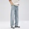 Jeans Vintage Rectos Sueltos de Moda para Hombre Verano 2026, Pantalones Largos de Pierna Ancha, Mezclilla de Algodón para Hombre