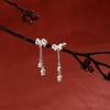 Brincos Novos Estilo Pequeno Fresco com Borla Laço Parafusos Femininos Anti-perda Doce Pequeno Fresco Doce Doce Anel do Anel do Anel Brincos