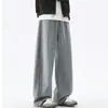 Pantalones de chándal nuevos de moda, estilo retro americano, teñidos lateralmente, a rayas, patchwork, para hombre, pantalones largos holgados de pierna ancha y diseño fluido hasta el suelo