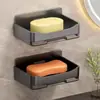 Jabonera sin agujeros para pared, baño, doble capa, con drenaje, estante para guardar jabón de pared para baño doméstico