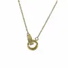 Collar de Acero de Titanio con Doble Anillo para Mujer, Cadena Sencilla para Clavícula, Colgante de Moda Versátil de Alta Gama Estilo Pareja