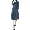 Vestido de Mezclilla de Manga Larga para Mujer 2026 Otoño e Invierno Nuevo Estilo Ceñido a la Cintura Adelgazante Casual tipo Camisa de Longitud Media