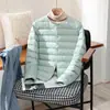 Chaqueta Ligera de Plumas Transfronteriza 2024 para Mujer Corta Cuello Redondo Forro Cálido Ajustada Delgada Ropa Interior Chaqueta Talla Grande Moderna