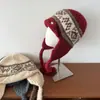 Chapéus de Lã Tricotados Direto do Fabricante, Feitos Sob Medida para Meninas, Chapéus com Abas de Orelha Jacquard Fair Isle Vintage, Em Estoque Dropshipping, Chapéus Lei Feng