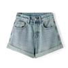 Shorts de Mezclilla Azul Nostálgicos para Mujer, Cintura Alta de Verano Tallas Grandes, Adelgazantes para Figura de Pera, Shorts Cortos de Pierna Ancha