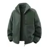 Jaqueta Suéter Cardigan de Lã Polar 440g Masculina Outono e Inverno Espessada Transfronteiriça Jaqueta de Lã com Gola Alta