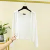 Novo cardigã feminino fino de manga comprida para primavera-verão, jaqueta estilo xale, casaco de algodão modal com proteção solar, camisa justa para ar condicionado
