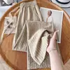 Pantalones de Verano Finos de Pierna Ancha para Mujer 2026 Cintura Alta Nuevo Lino Rayados Rectos Casuales Cortos