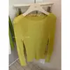 Suéter tejido de punto de manga larga con cuello redondo, ajuste slim, estilo coreano, encaje, versátil, color cacahuete, otoño 11385