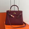 Bolso Kelly para Mujer Cuero Genuino 2022 Bolso de Mujer Primera Capa Piel de Vaca Pebbled Togo Un Solo Hombro Bolso de Mano para Mujer Tendencia Transfronteriza