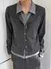 Suéter Cardigan Patchwork Falso Duas Peças Estilo Old Money Masculino Outono Camisa Tricô de Alto Padrão Jaqueta Casual Camada Ombro Direito