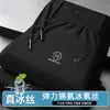 Calça Masculina de Seda Gelada Transfronteiriça Verão Fina Casual Solta Respirável Esportes Fitness Secagem Rápida Calça Reta Masculina