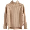 Suéter de Gola Alta Meia-Gola Cor Sólida Novo 2024 Feminino Curto Malha Primavera e Outono Camisa Base Moda Versátil Tendência