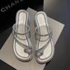 Sandalias Francesas de Cuña sin Cierre para Exteriores Estilo Hada Suela Gruesa Nuevo Diseño 2025 Zapatillas de Tacón Alto de Nicho