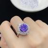 Anillo Abierto de 5 Quilates Azul Púrpura Corte Estrella Tesoro Circonita Cambio de Color Luz Fluorescente Anillo para Mujer Elegante Colgante Completo de Diamante Juego de Dos Piezas