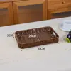 Cesta de fruta tejida de imitación de ratán tejida a mano cesta de almacenamiento de snacks para supermercado marco para frutas y verduras cesta de pan bandeja rectangular