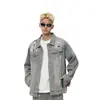 Chaqueta de Jeans con Diseño de Salpicaduras de Tinta Estilo Americano High Street Transfronteriza Traje Jeans de Pierna Recta Holgados Casuales Estilo Nuevo para Hombre