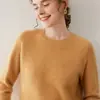 Tricô Feminino Bai Cai Rong de Caxemira Fio Duplo com Sete Agulhas, Modelagem Solta, Outono/Inverno, Novo, Ombro Raglã, Gola Redonda, Manga Longa, Camisa Base