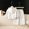 Nuevo Conjunto Casual con Capucha de Moda Estilo Coreano con Bordado de Mariposa y Gato Lindo para Niñas Jóvenes