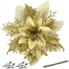 Decoração de Feriado 14cm Pó Dourado Flor de Natal Acessórios de Natal Atacado Guirlanda de Pó de Cebola Acessórios Decoração de Árvore de Natal