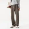 Calça Casual Yizhi com Cordão na Cintura e Perna Larga 2026 Outono Masculina com Caimento, Pregas Tridimensionais, Cor Sólida, Perna Reta Solta, Calça Longa