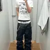 Pantalones de Trabajo Resistentes Estilo Americano para Hombre, Casual Sueltos Rectos para Exteriores, Multibolsillos, Talla Grande, Modernos, Retro, Negros