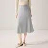 Casual e versátil! Saia midi 100% cashmere pura para mulheres, com design plissado em linha A, perfeita para outono e inverno