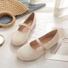 Sapatos Mary Jane para Mulheres 2026 Verão Novo Estilo Sapatos Baixos de Bico Redondo Planos Estilo Francês Versátil Sapatos de Solado Macio Tamanho Grande