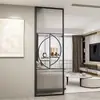 Mampara de cristal sala de estar minimalista moderno baño medio muro pantalla de hierro forjado lavabo de lujo ligero recibidor
