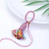 Llavero con Colgante de Borla de Algodón Estilo Tíbet y Anillo de Nudo Vajra, Colgante de Cuerda de Cinco Colores, Adorno Pequeño Hecho a Mano para Bricolaje