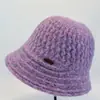 Sombrero de Pescador de Punto Cálido para Otoño e Invierno con Protección para las Orejas, Versátil, para Circunferencia de Cabeza Grande, Adelgazante, Versión Coreana con Etiqueta Metálica para Mujer