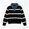 Suéter de Punto a Rayas de Contraste Estilo Coreano Otoño Invierno Nuevo Holgado Estilo Universitario Cuello Suéter Casual Top