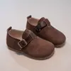 Sapatos Birkenstock Infantis para Meninas de 3-6-12 Anos, Sapatos de Couro com Solado Macio, Sapatos Individuais de Estilo Vintage Outonal, Sapatos Infantis Confortáveis Antiderrapantes para Meninos