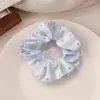 Tela Azul Sal Marina Cuadros de Lunares Florales Goma para el Cabello Dulce Versátil Cuerda para el Cabello Accesorio para el Cabello