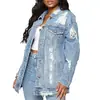 Fábrica de Origen Chaqueta Vaquera para Mujer Chaqueta Vaquera para Mujer Fábrica de Personalización en Pequeñas Cantidades ODM con Dibujos y Muestras