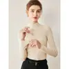 Lavável à Máquina Sem Costura Uma Linha 100% Lã Pura Tricô Feminino Gola Alta Meia Fina Tricô Fino com Base Slim