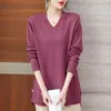 Ropa para Mujer Tallas Grandes 1.0-150kg Otoño e Invierno Tejido de Punto Holgado de Manga Larga para Mujer Top de Color Sólido Irregular de Longitud Media con Cuello
