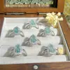 Novo Estilo Chinês Jade Azul Natural Abertura Ajustável Folu Cabaça Anel de Dedo Feminino Moda Estilo Urbano Elegante Luxo Leve